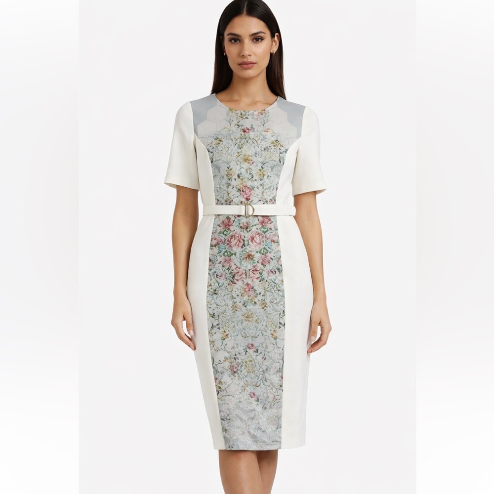 Ted Baker Honeycomb Floral Print White Dress - Picture 7 of 7